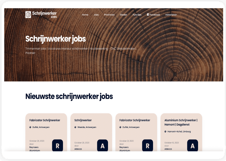 Schrijnwerker jobs | Het jobplatform voor schrijnwerkerij vacatures | Timmerman jobs | Vacature interieur schrijnwerker | Houtbewerking - CNC | Meubelmaker | Plaatser